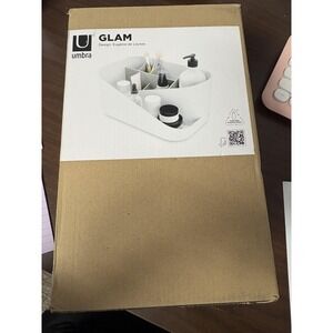 Umbra Glam Organizer White Plastic Vanity Bathroom Makeup Storage Tray Caddy